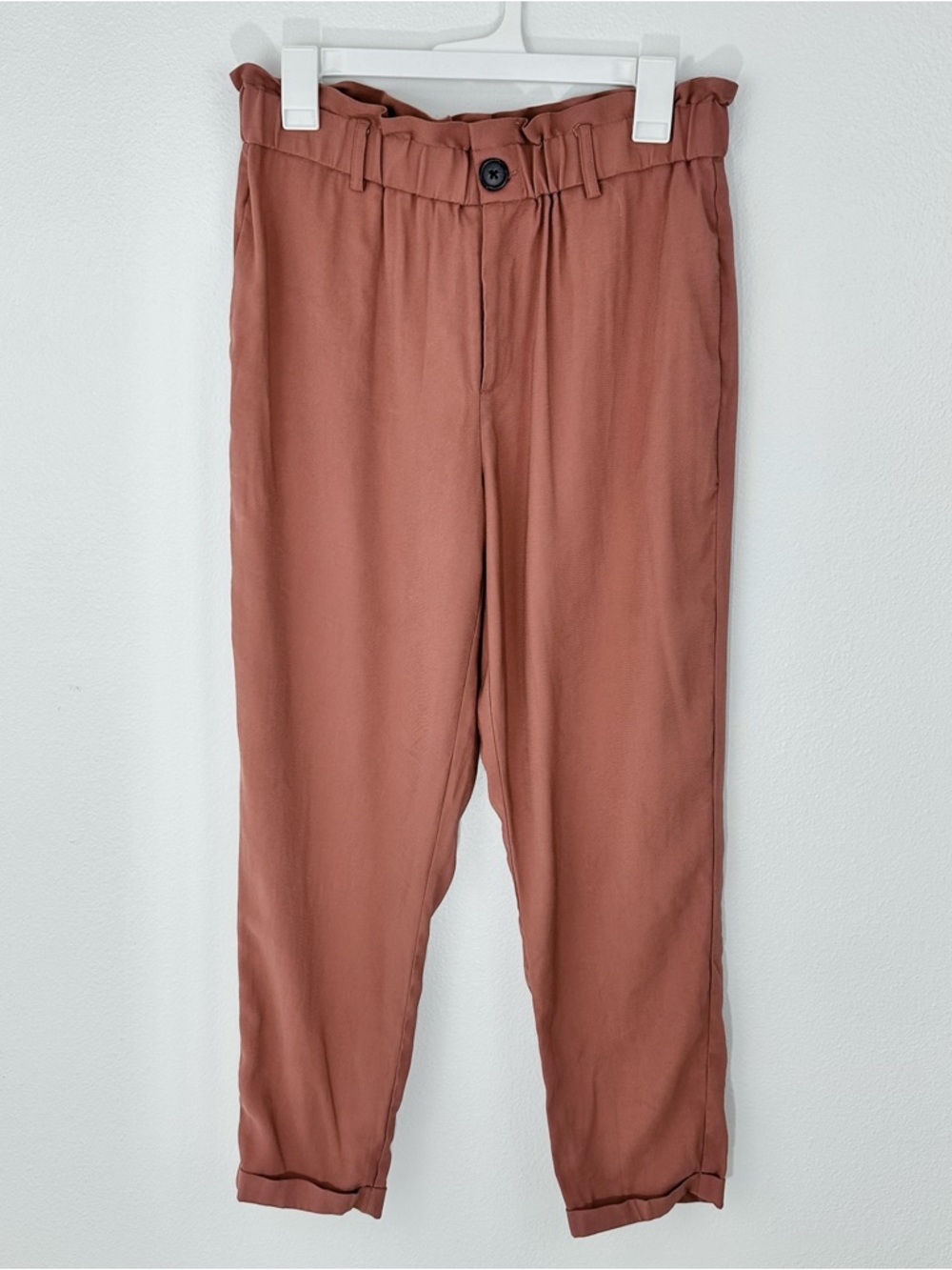 Zac & Rachel Terracotta Relaxed Ankle Pants Size 6 Elastic Waist Tapered Trouser